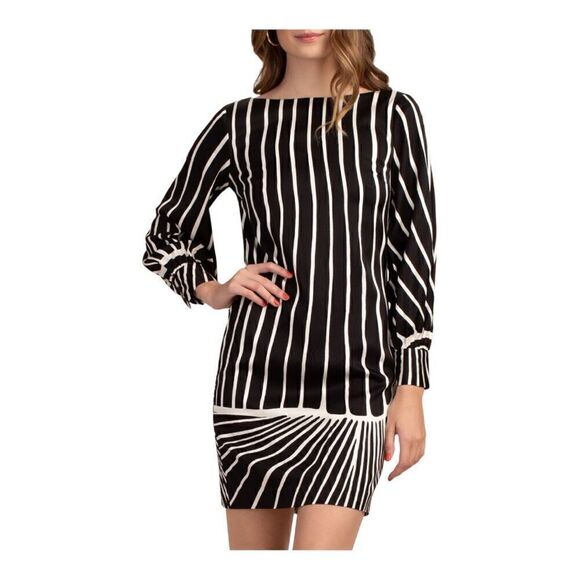 TRINA TURK Decor Black and White Mini Dress Size 12 NWT - Picture 1 of 6